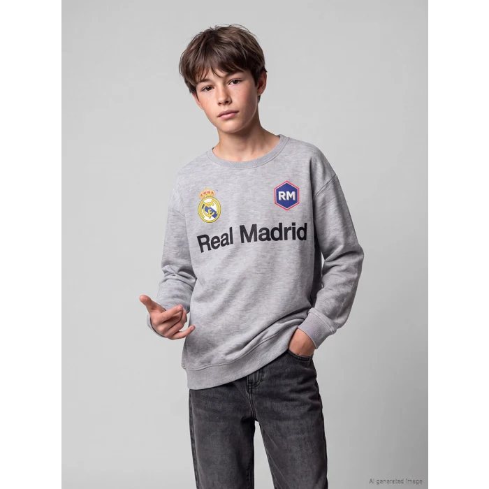 LCW Kids Gri Real Madrid Erkek Çocuk Sweatshirt