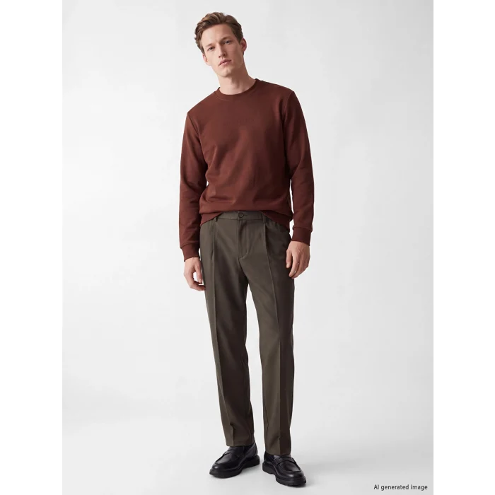 SOUTHBLUE Kahverengi Bisiklet Yaka Kalın Erkek Sweatshirt