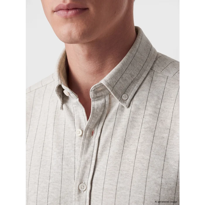 SOUTHBLUE Beyaz Slim Fit Çizgili Erkek Gömlek
