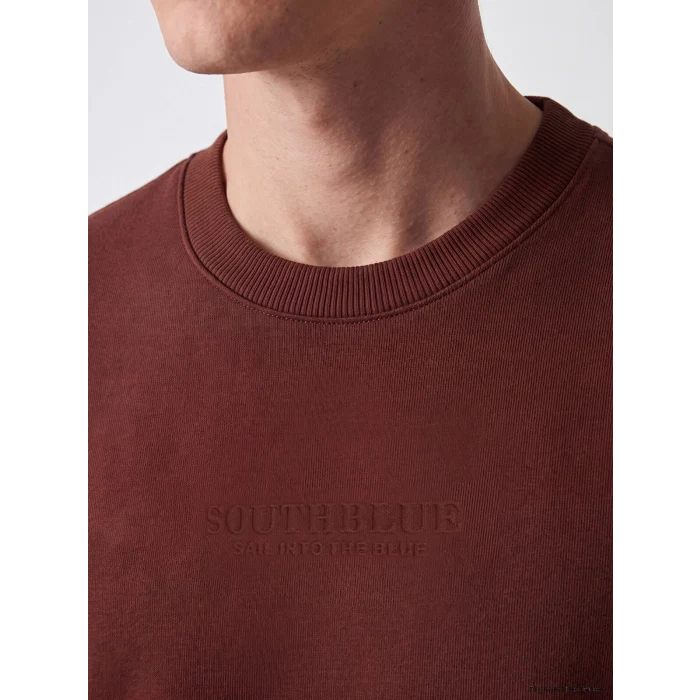SOUTHBLUE Kahverengi Bisiklet Yaka Kalın Erkek Sweatshirt