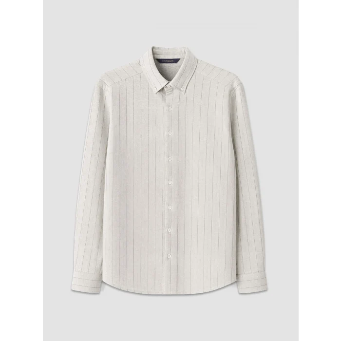 SOUTHBLUE Beyaz Slim Fit Çizgili Erkek Gömlek