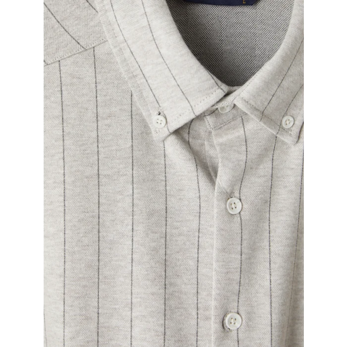 SOUTHBLUE Beyaz Slim Fit Çizgili Erkek Gömlek