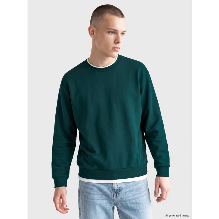 XSIDE Yeşil Bisiklet Yaka Erkek Sweatshirt