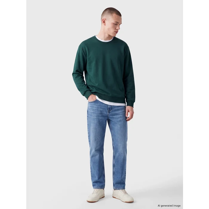 XSIDE Yeşil Bisiklet Yaka Erkek Sweatshirt