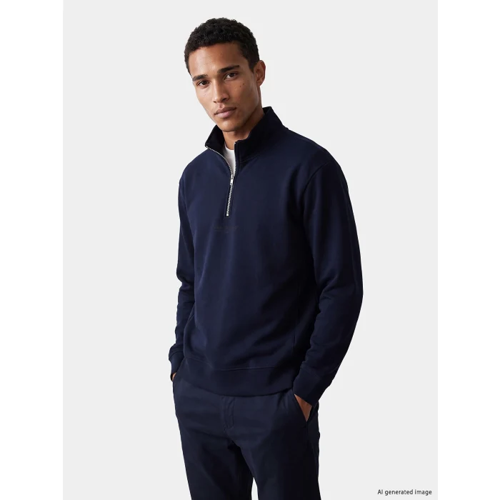 LCW Vision Lacivert Dik Yaka Baskılı Erkek Sweatshirt