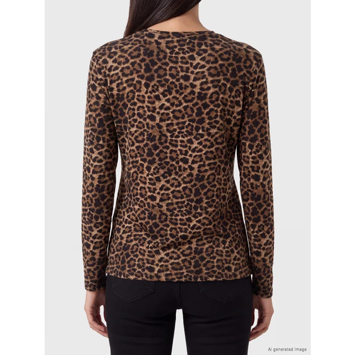 LCW EVERYDAY Kahverengi Leopar Desenli Kadın Body