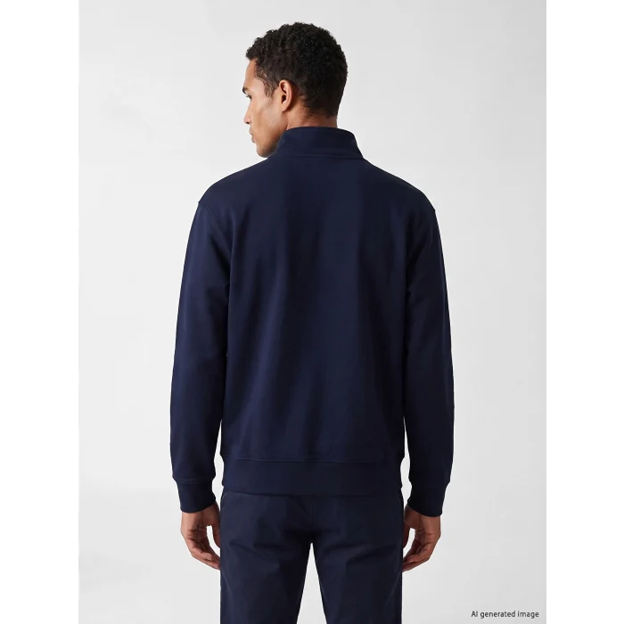 LCW Vision Lacivert Dik Yaka Baskılı Erkek Sweatshirt
