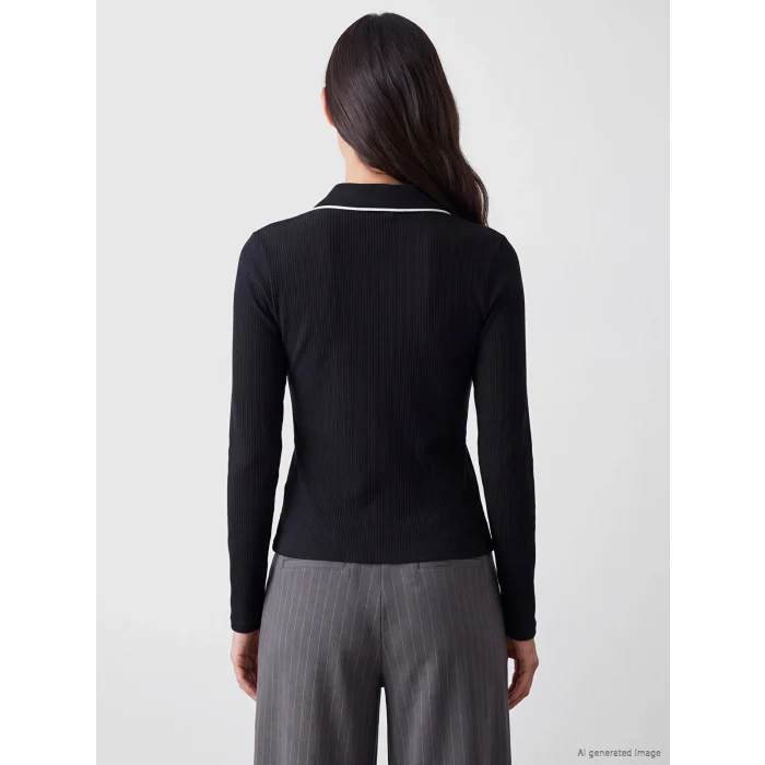LCW EVERYDAY Siyah Polo Yaka Kadın Body