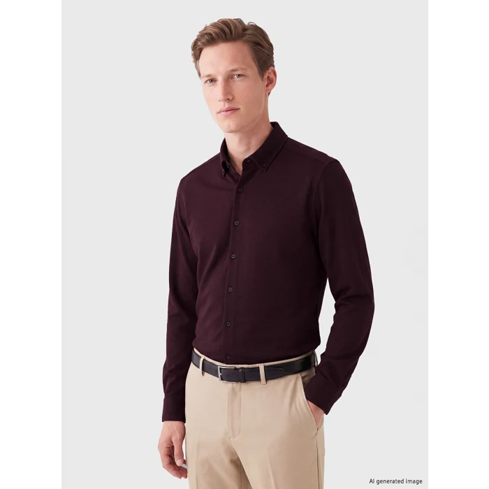 SOUTHBLUE Bordo Slim Fit Erkek Gömlek