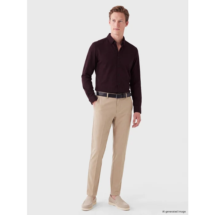 SOUTHBLUE Bordo Slim Fit Erkek Gömlek
