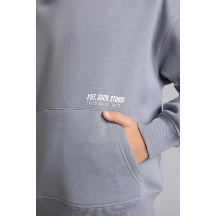 Defacto H9682A8GR27 Gri Regular Fit Kapüşonlu Baskılı Kanguru Cepli Kalın Kumaş Sweatshirt Erkek Çocuk