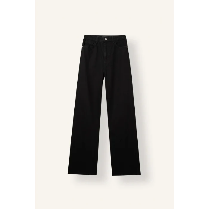 Defacto E9125AXNM40 Siyah 90s Wide Leg Yüksek Bel Boru Paça Jean Pantolon
