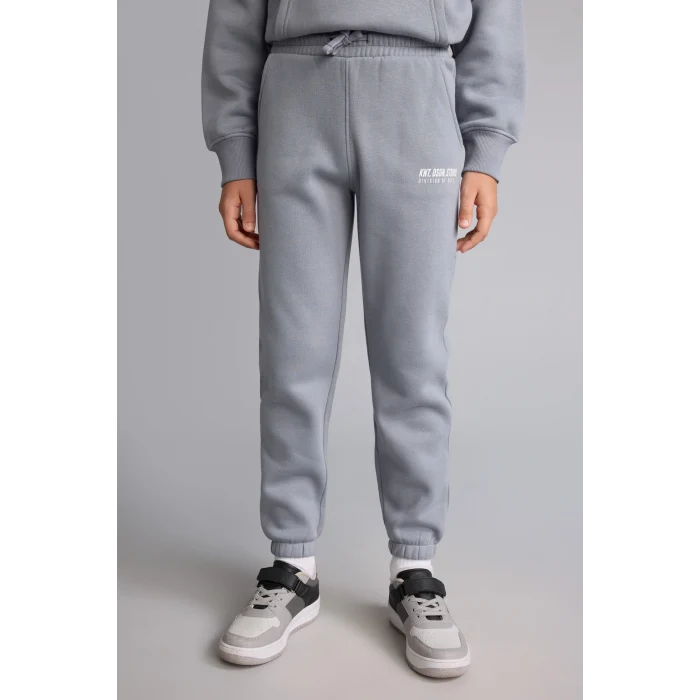 Defacto H9685A8GR27 Gri Baskılı Lastikli Paça Kalın Kumaş Jogger Eşofman Altı Erkek Çocuk