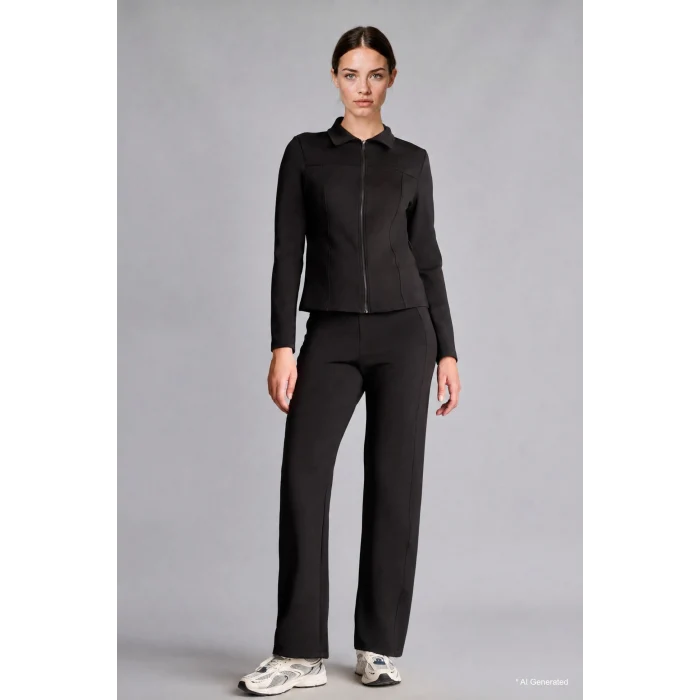 Defacto H8794AXBK81 Siyah Straight Fit Standart Boy Skuba Dalgıç Kumaş Sporcu Eşofman Altı