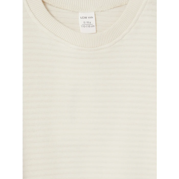 LCW Kids Bej Bisiklet Yaka Erkek Çocuk Sweatshirt