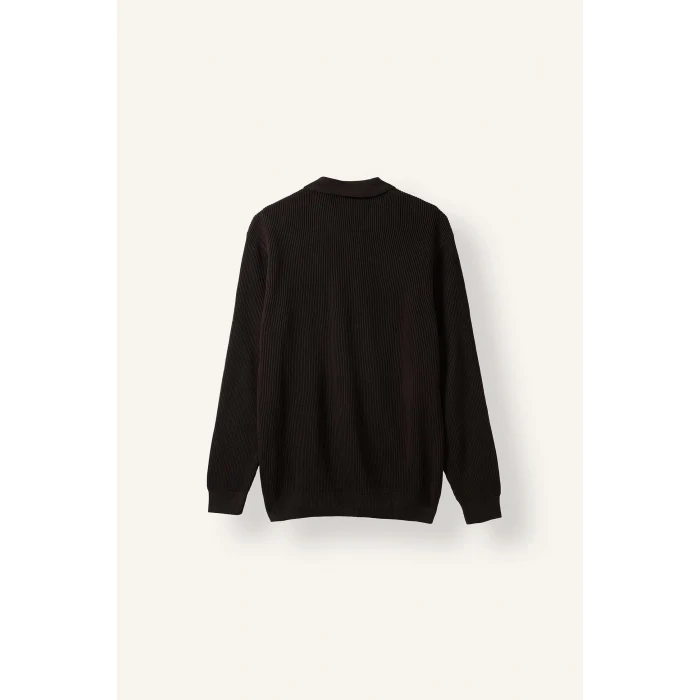 Defacto D1959AXBN339 Kahve Standart Fit Düğmeli Polo Yaka Triko Basic Kazak