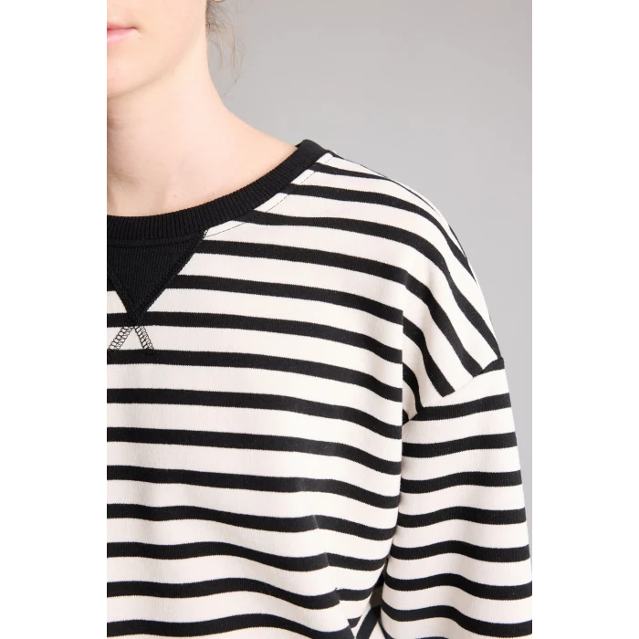 Defacto I3337AXBK81 Siyah Relaxed Fit Bisiklet Yaka Çizgili Kalın Sweatshirt