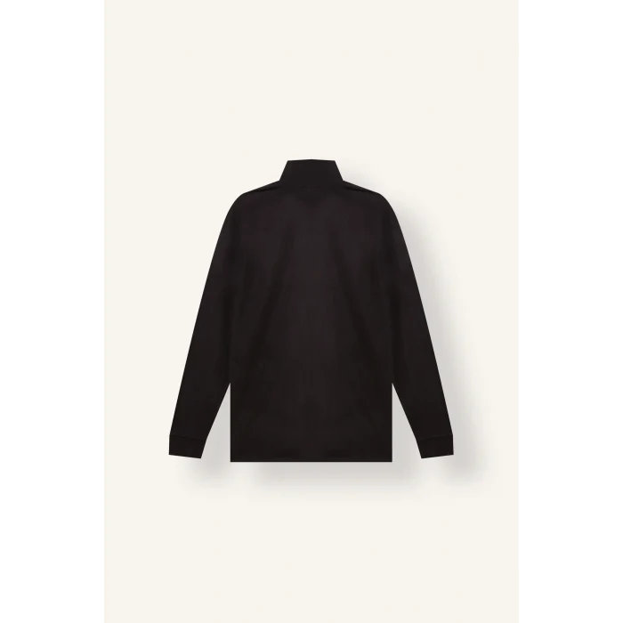 Defacto F2302AXBK81 Siyah Sıcak Tutan Standart Fit Dik Yaka Yarım Fermuarlı Polar Sporcu Basic Sweatshirt