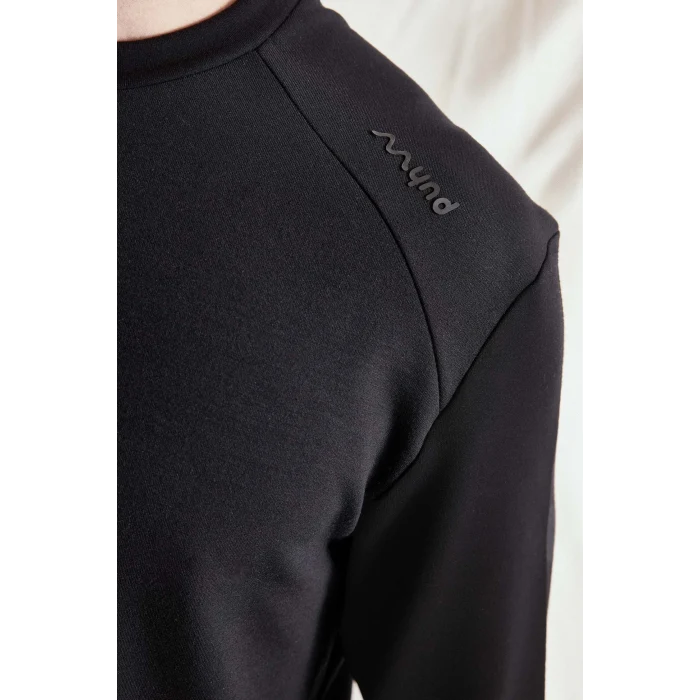 Defacto I0568AXBK81 Siyah Standart Fit Bisiklet Yaka Dikiş Detaylı Baskılı Sweatshirt
