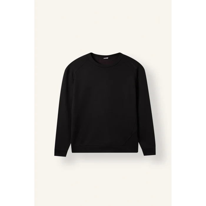 Defacto I0568AXBK81 Siyah Standart Fit Bisiklet Yaka Dikiş Detaylı Baskılı Sweatshirt
