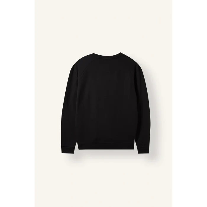 Defacto I0568AXBK81 Siyah Standart Fit Bisiklet Yaka Dikiş Detaylı Baskılı Sweatshirt