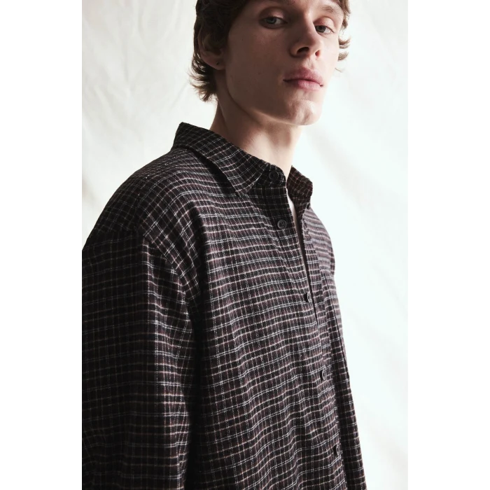 Defacto I0169AXBK81 Siyah %100 Pamuk Regular Fit Polo Yaka Cepli Kareli Flanel Uzun Kollu Gömlek