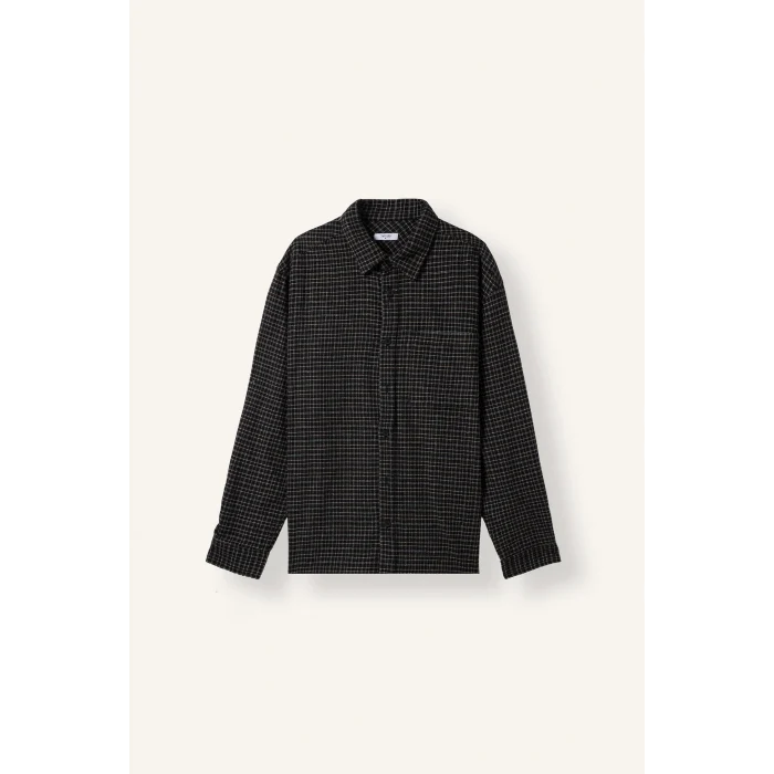 Defacto I0169AXBK81 Siyah %100 Pamuk Regular Fit Polo Yaka Cepli Kareli Flanel Uzun Kollu Gömlek