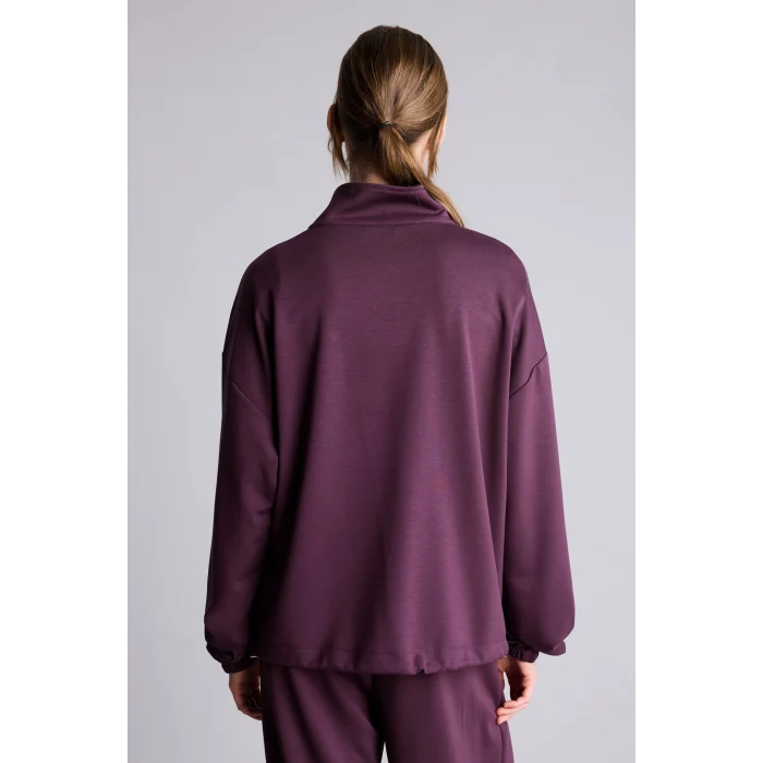 Defacto I8419AXPR38 Mor Balloon Fit Yarım Fermuarlı Basic Sweatshirt