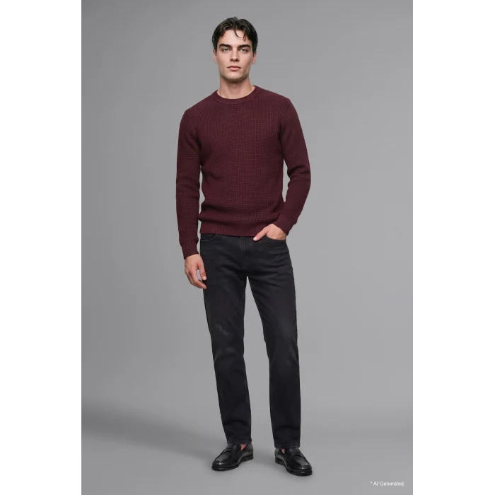 Defacto H8887AXBR34 Bordo Standart Fıt Bisiklet Yaka Basic Kazak