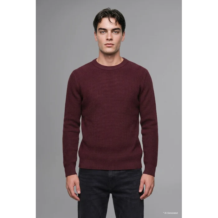 Defacto H8887AXBR34 Bordo Standart Fıt Bisiklet Yaka Basic Kazak