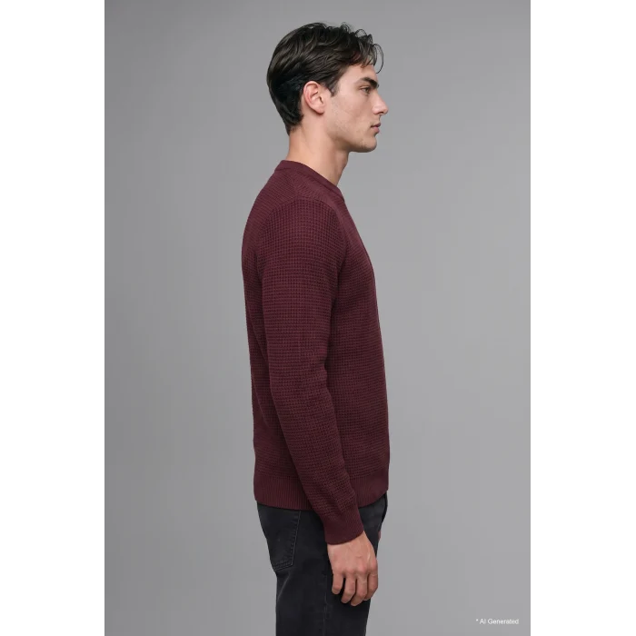 Defacto H8887AXBR34 Bordo Standart Fıt Bisiklet Yaka Basic Kazak