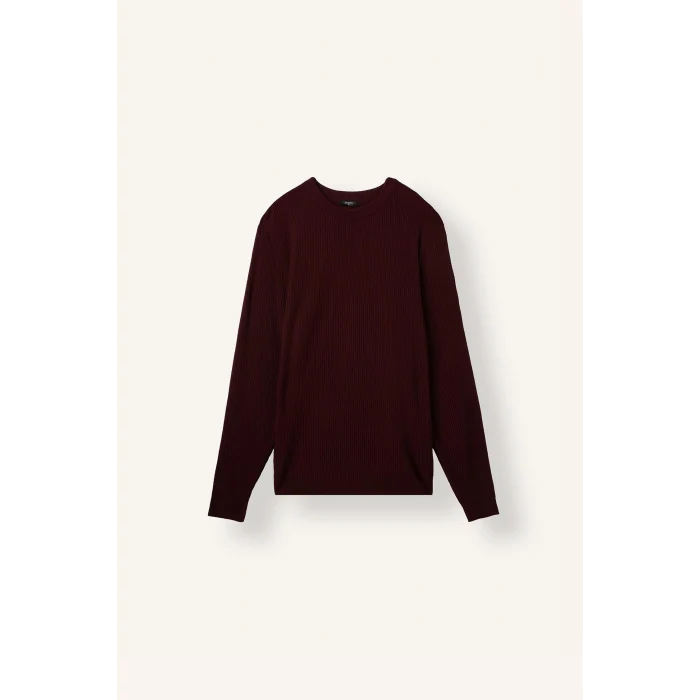 Defacto H8887AXBR34 Bordo Standart Fıt Bisiklet Yaka Basic Kazak