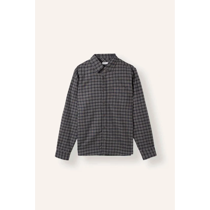 Defacto I0183AXNV64 Lacivert %100 Pamuk Regular Fit Polo Yaka Kareli Flanel Uzun Kollu Gömlek