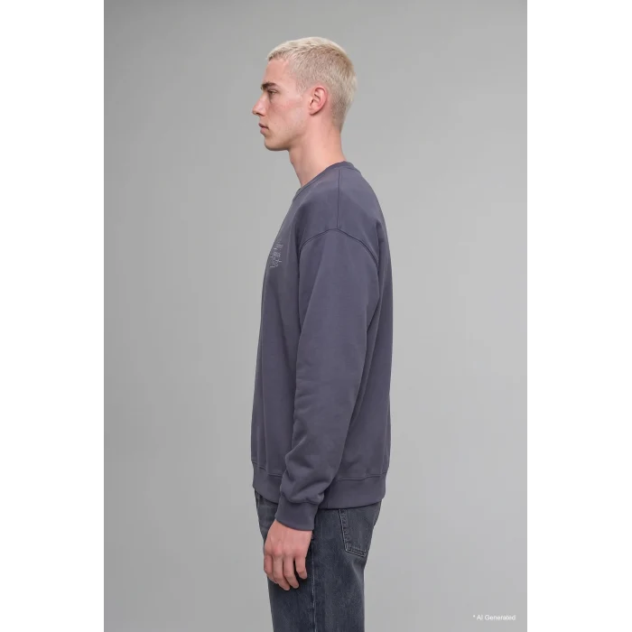 Defacto H9863AXGR328 Gri Boxy Fit Bisiklet Yaka Sırtı Baskılı Sweatshirt