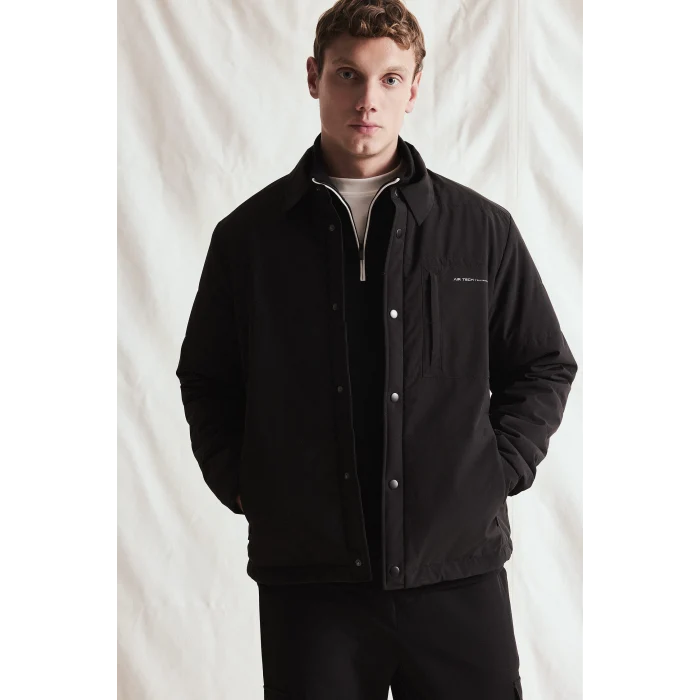 Defacto H1898AXBK81 Siyah Su Geçirmez Slim Fit Çıtçıtlı Cepli Mont