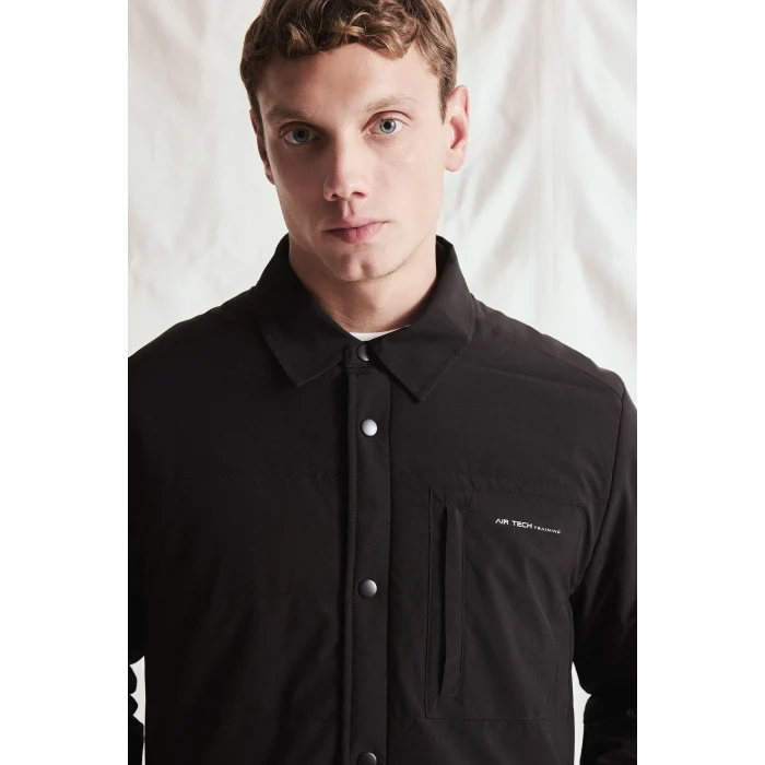 Defacto H1898AXBK81 Siyah Su Geçirmez Slim Fit Çıtçıtlı Cepli Mont