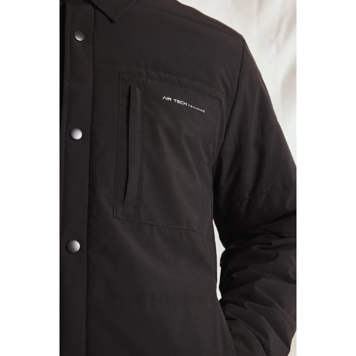 Defacto H1898AXBK81 Siyah Su Geçirmez Slim Fit Çıtçıtlı Cepli Mont
