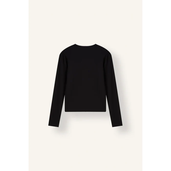 Defacto I4450AXBK81 Siyah Slim Fit Bisiklet Yaka Fitilli Kaşkorse Uzun Kollu Basic Tişört