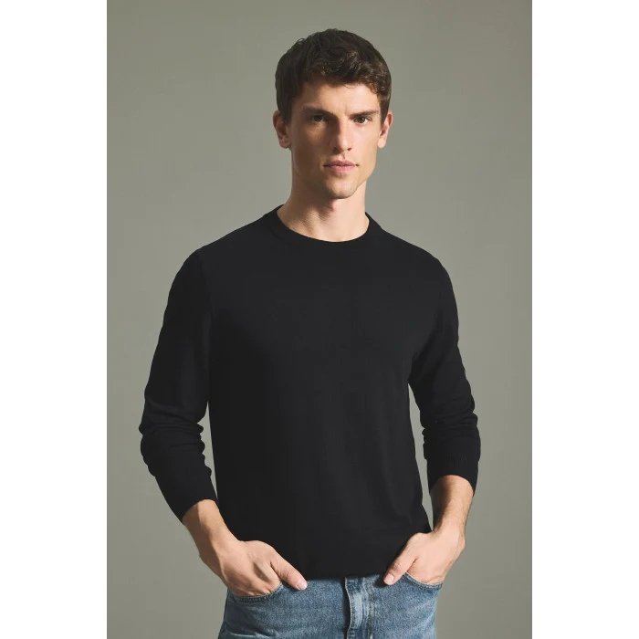 Defacto A5268AXBK81 Siyah Regular Fit Bisiklet Yaka Basic Triko Kazak