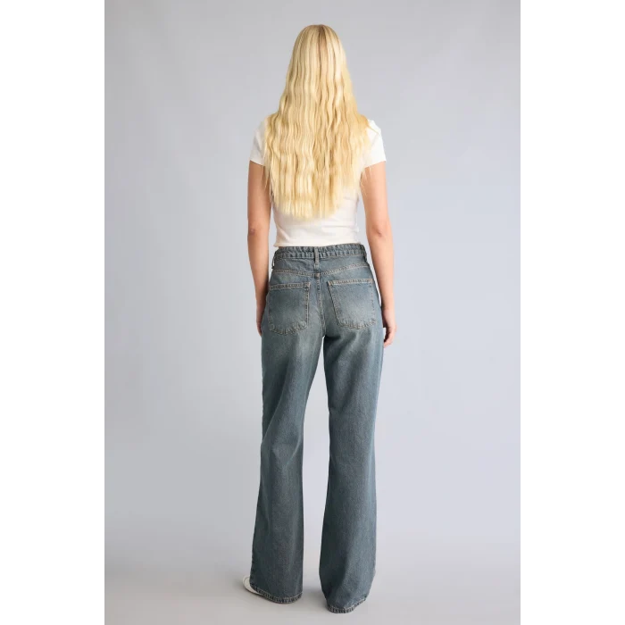 Defacto I4972AXNM34 Mavi Straight Wide Yüksek Bel Düz ve Geniş Paça Jean Pantolon