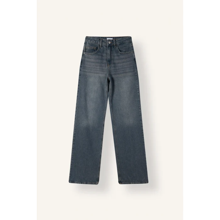 Defacto I4972AXNM34 Mavi Straight Wide Yüksek Bel Düz ve Geniş Paça Jean Pantolon