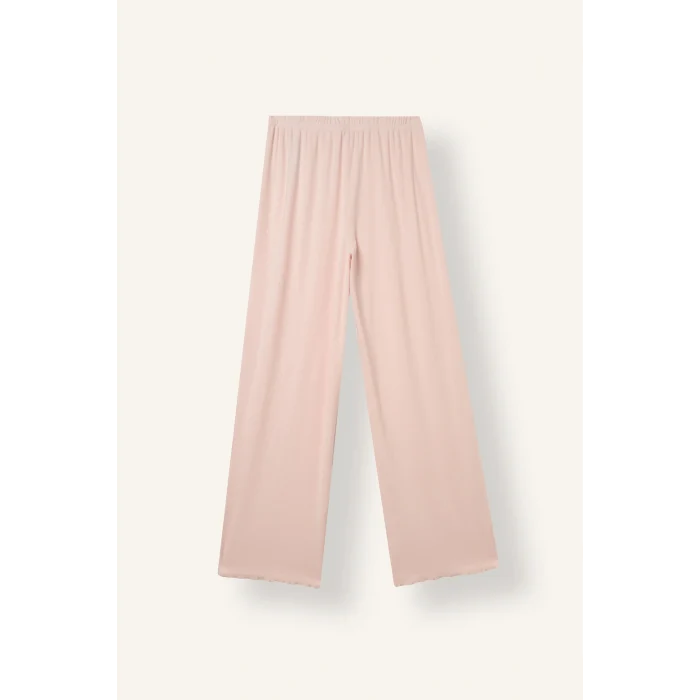 Defacto I6141AXPN436 Pembe Regular Fit V Yaka Düğmeli Nakışlı Uzun Kollu 2li Pijama Takımı