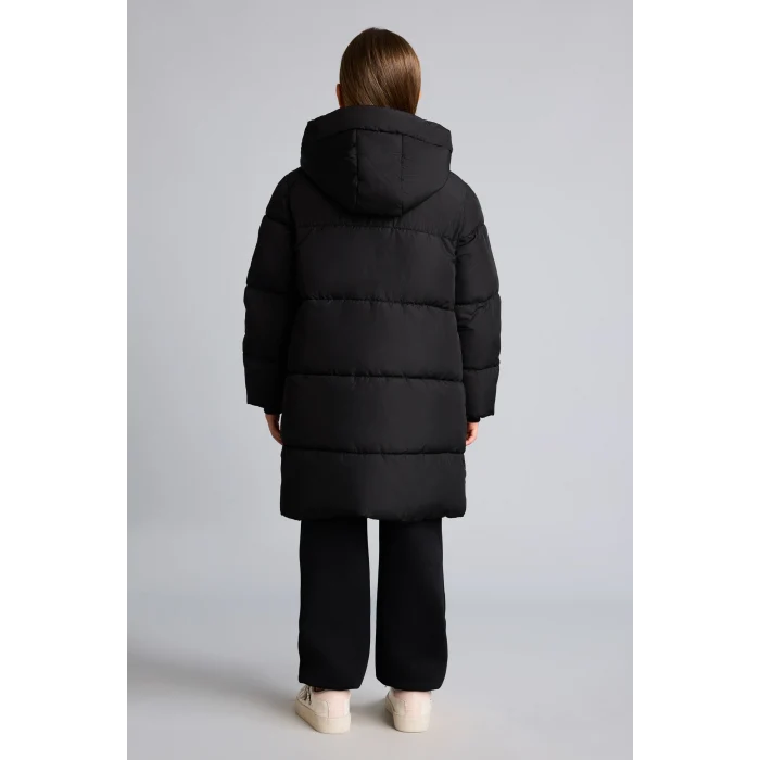Defacto H6145A8BK27 Siyah Kapitone Kanguru Cepli Şişme Kapüşonlu Parka Kız Çocuk