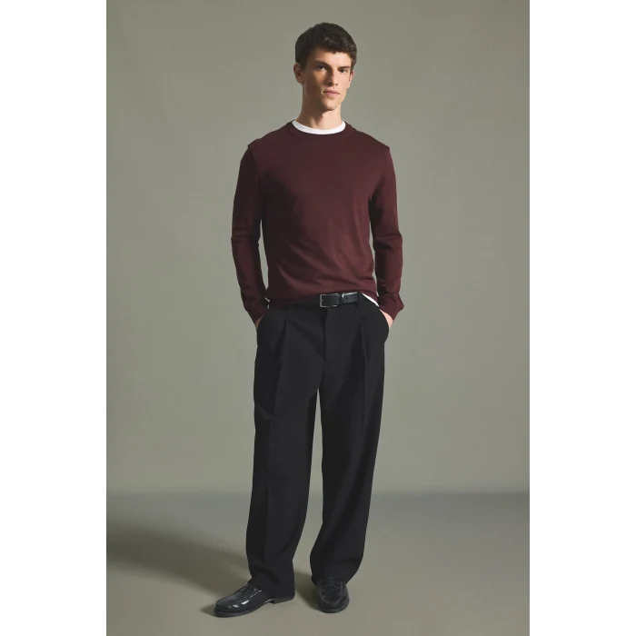Defacto A5268AXBR34 Bordo Regular Fit Bisiklet Yaka Basic Triko Kazak