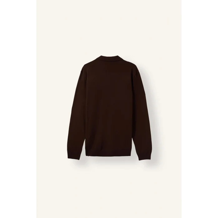 Defacto D0454AXBN497 Kahve Standart Fit Düğmeli Polo Yaka Triko Kazak
