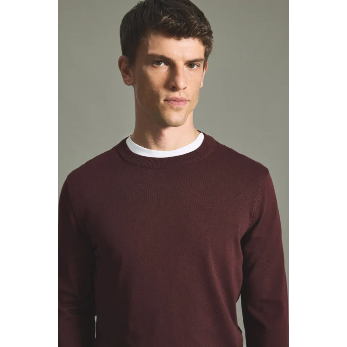 Defacto A5268AXBR34 Bordo Regular Fit Bisiklet Yaka Basic Triko Kazak