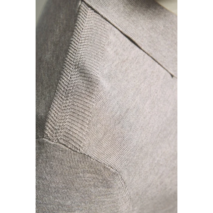 Defacto H7595AXBG766 Bej Standart Fit Yarım Fermuarlı Polo Yaka Triko Basic Kazak