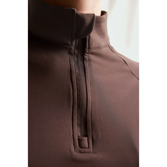 Defacto B0811AXBN192 Kahve Esnek Kumaş Warmtech Standart Fit Dik Yaka Fermuarlı İçi Yumuşak Tüylü Sporcu Uzun Kollu Basic Tişört