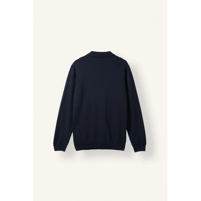 Defacto H7595AXNV135 Lacivert Standart Fit Yarım Fermuarlı Polo Yaka Triko Basic Kazak