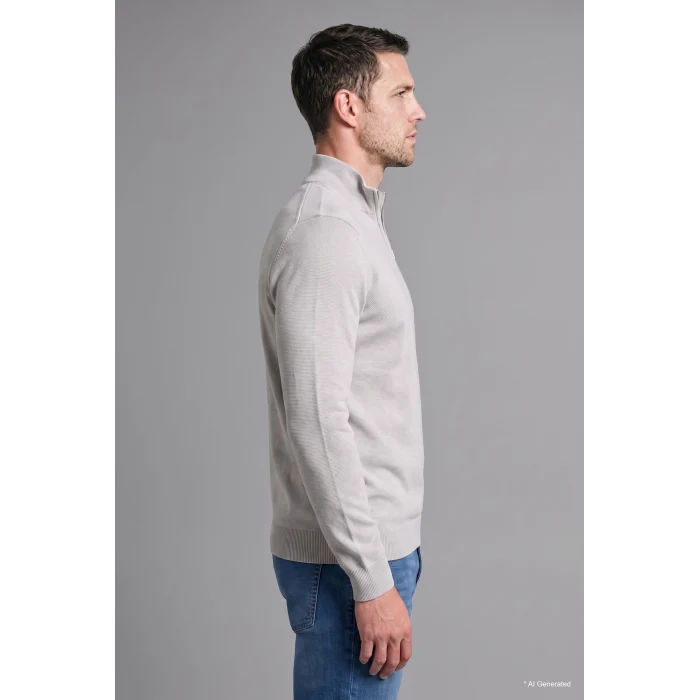 Defacto A5184AXGR184 Gri Standart Fit Normal Kesim Dik Yaka Yarım Fermuarlı Basic Düz Triko Kazak